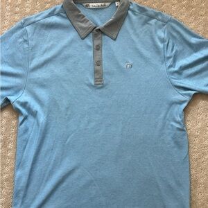 Travis Mathew Blue and Gray Polo Shirt Classic Style